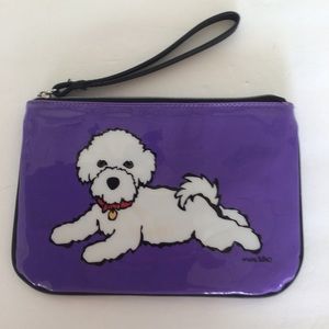 MARC TETRO PURPLE BICHON FRISE WRISTLET CLUTCH